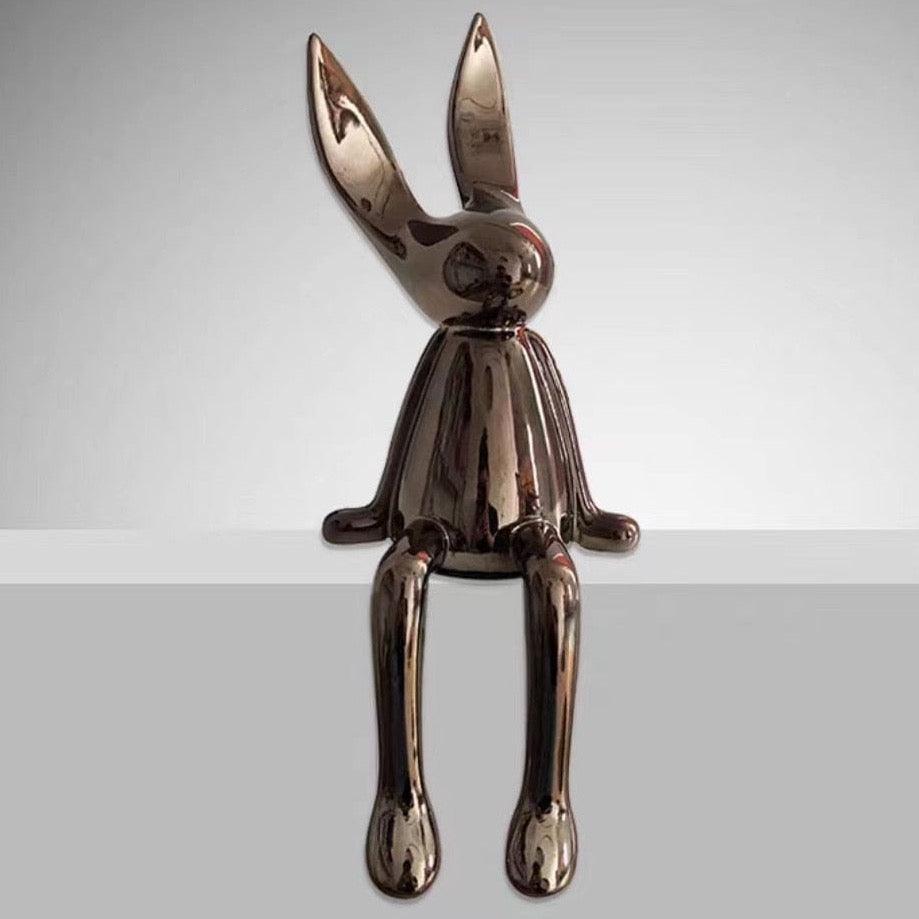 Shop 0 Large Copper 3 Piece Creative Shiny Rabbit Statue Home Decor Modern Nordic Animal Resin Art Sculpture Crafts Desktop Electroplated Ornament Mademoiselle Home Decor