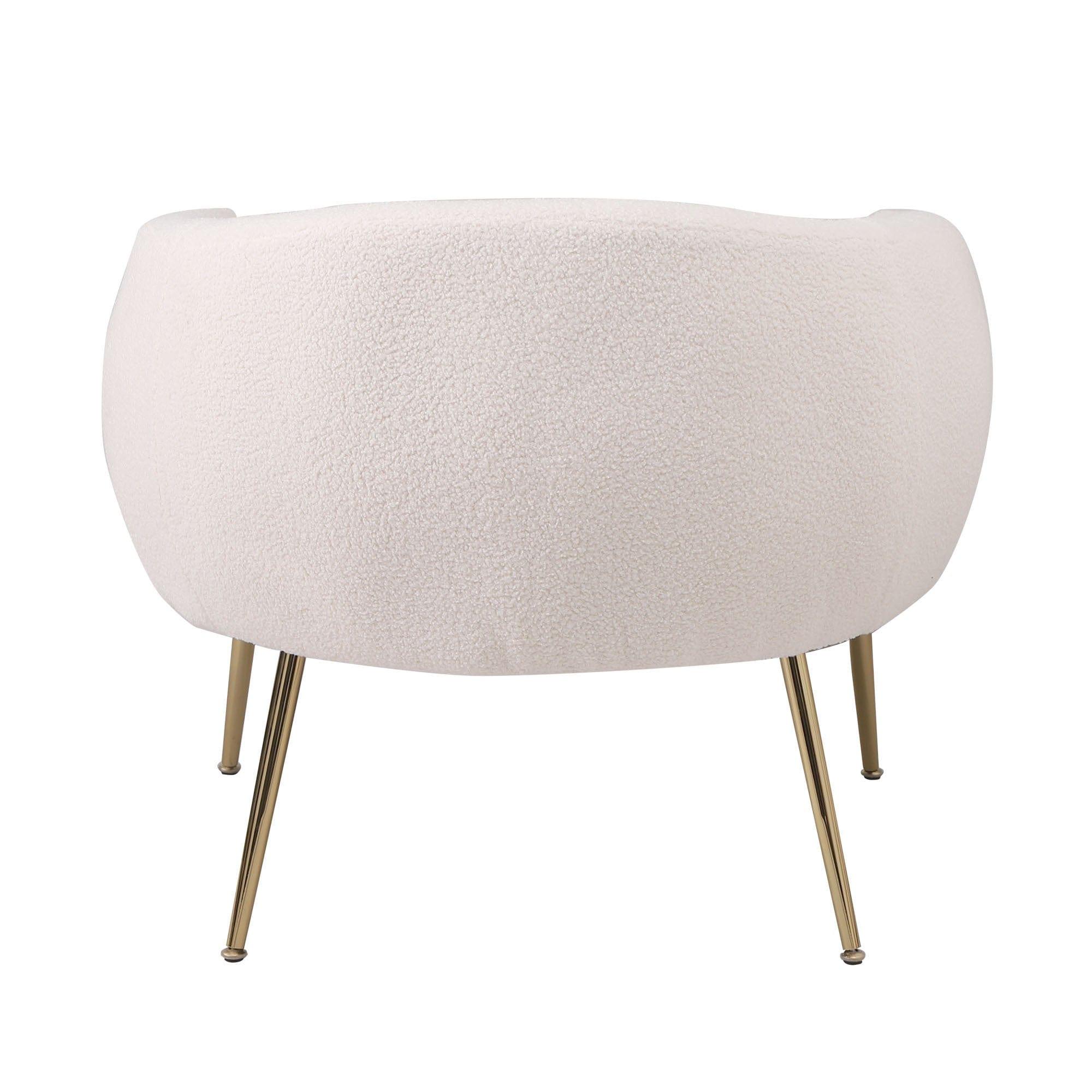 Shop Accent Chair with Ottoman/Gold Legs, Modern Accent Chair for Living Room, Bedroom or Reception Room,Teddy Short Plush Particle Velvet Armchair with Ottoman for Living Room Mademoiselle Home Decor