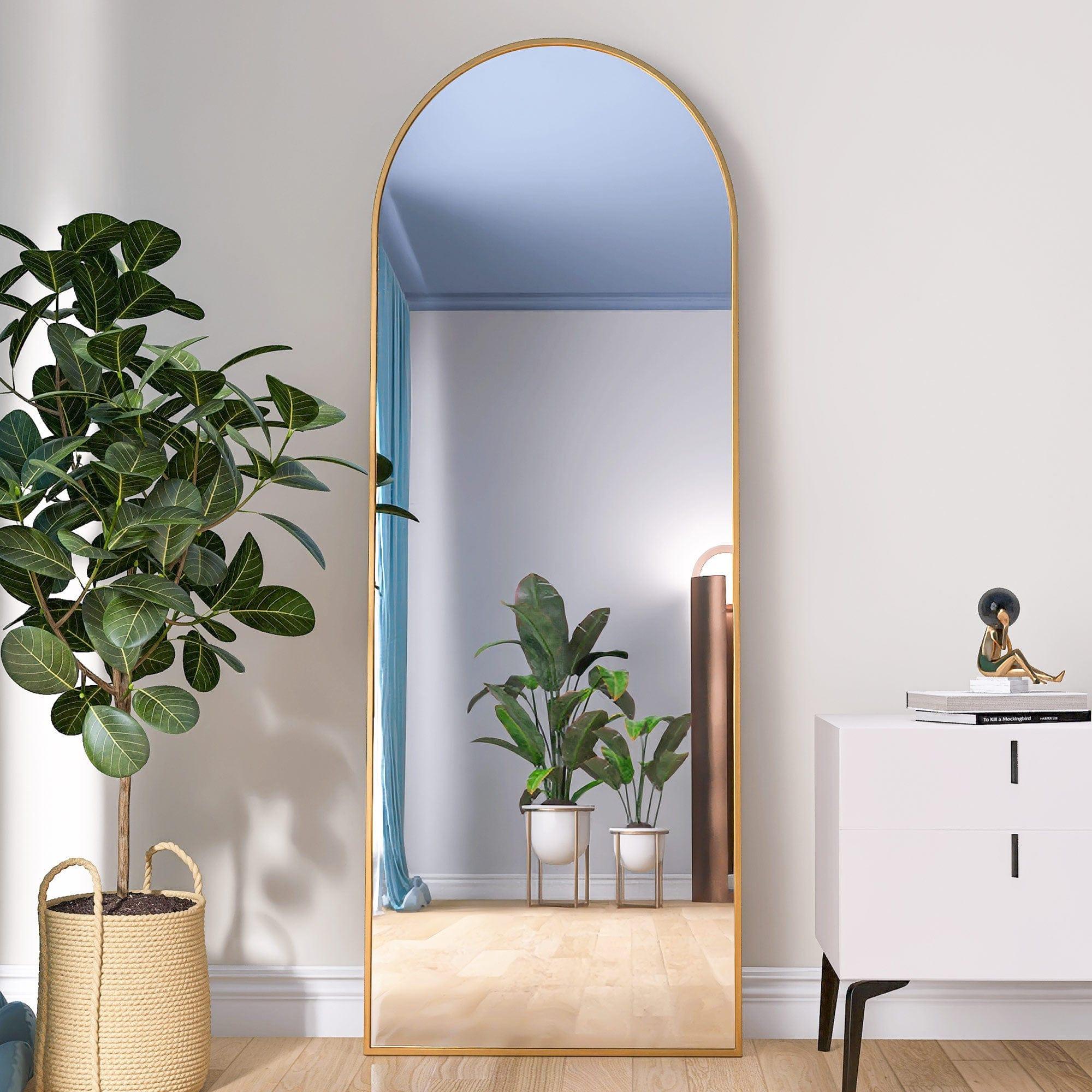 Shop Arched Full Length Mirror Floor Mirror Hanging Standing or Leaning, Bedroom Mirror Wall-Mounted Mirror Dressing Mirror with Gold  Aluminum Alloy Frame, 65" x 23.6" Mademoiselle Home Decor