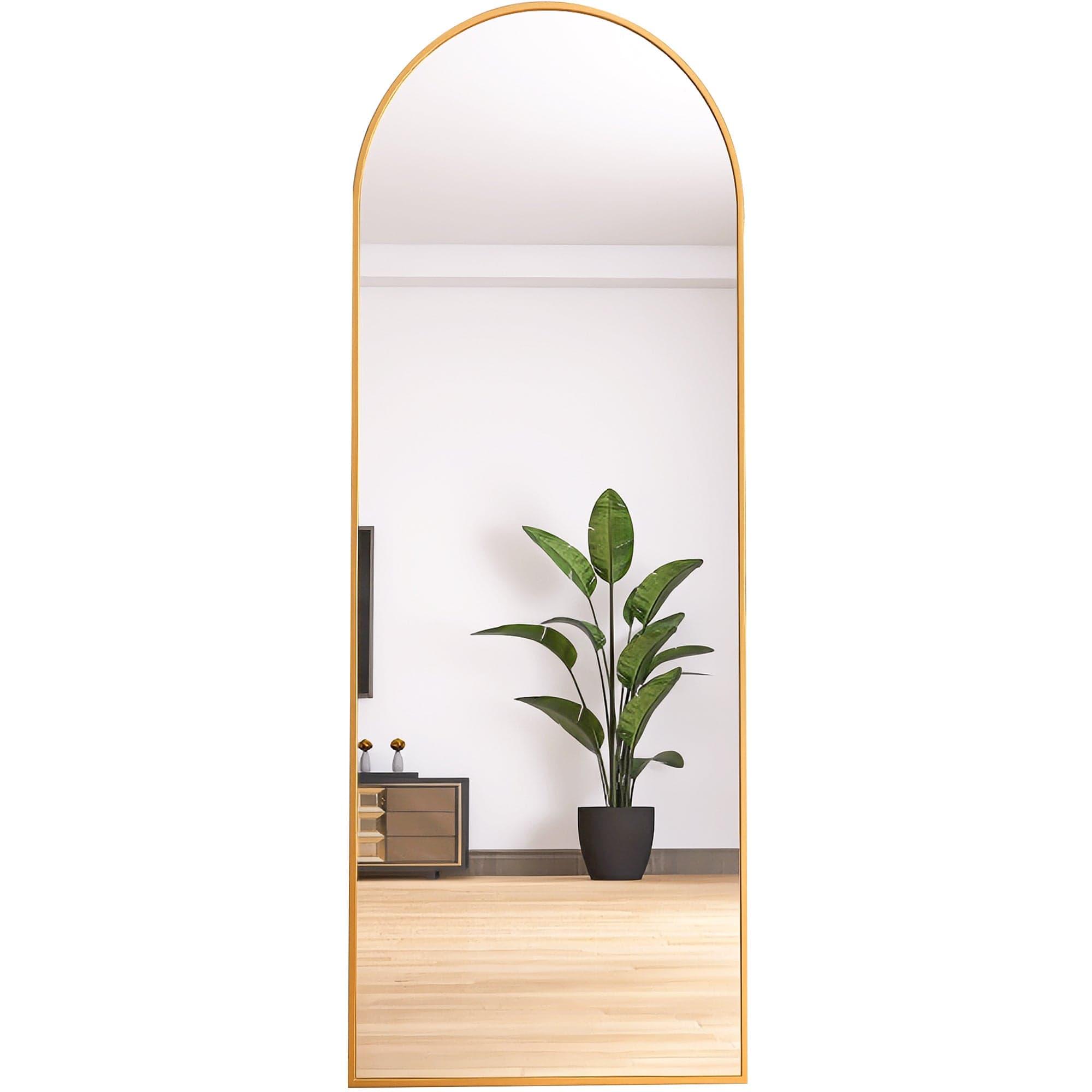 Shop Arched Full Length Mirror Floor Mirror Hanging Standing or Leaning, Bedroom Mirror Wall-Mounted Mirror Dressing Mirror with Gold  Aluminum Alloy Frame, 65" x 23.6" Mademoiselle Home Decor