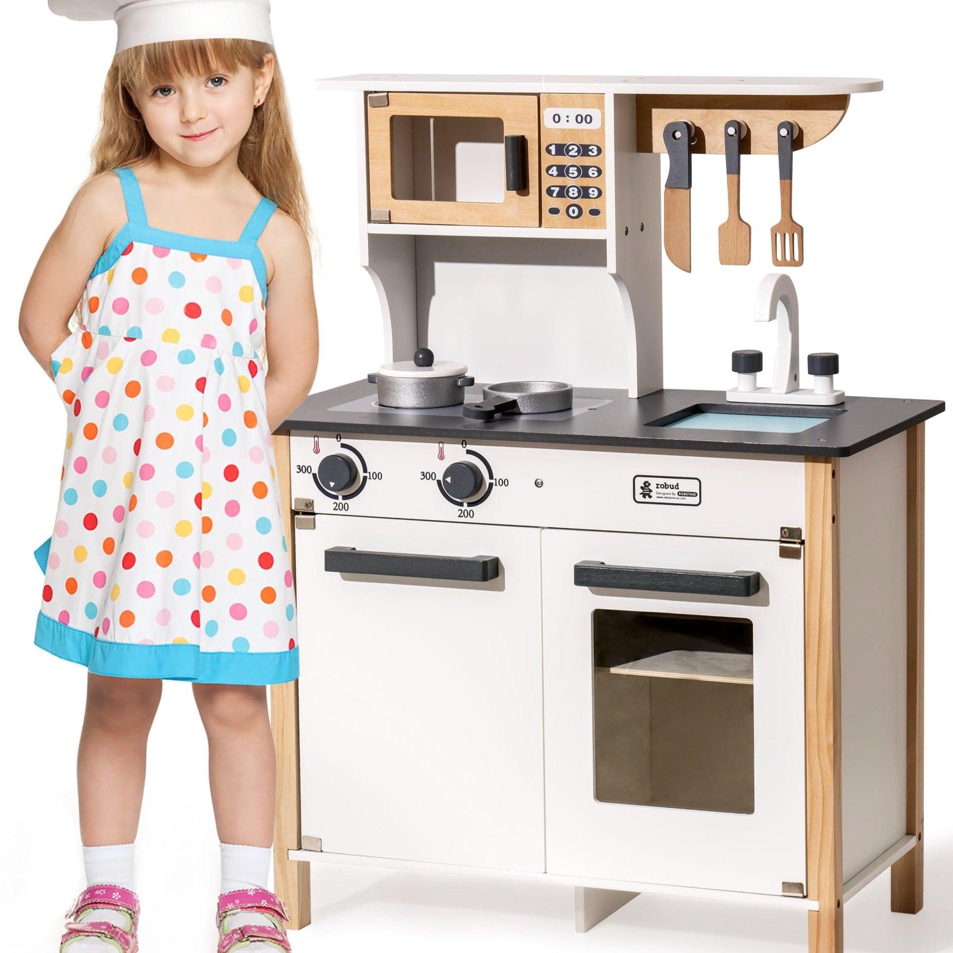 Shop Pretend Wooden Kitchen Play set for Kids and Children, Gifts for New Year, Christmas and Birthday, White Mademoiselle Home Decor