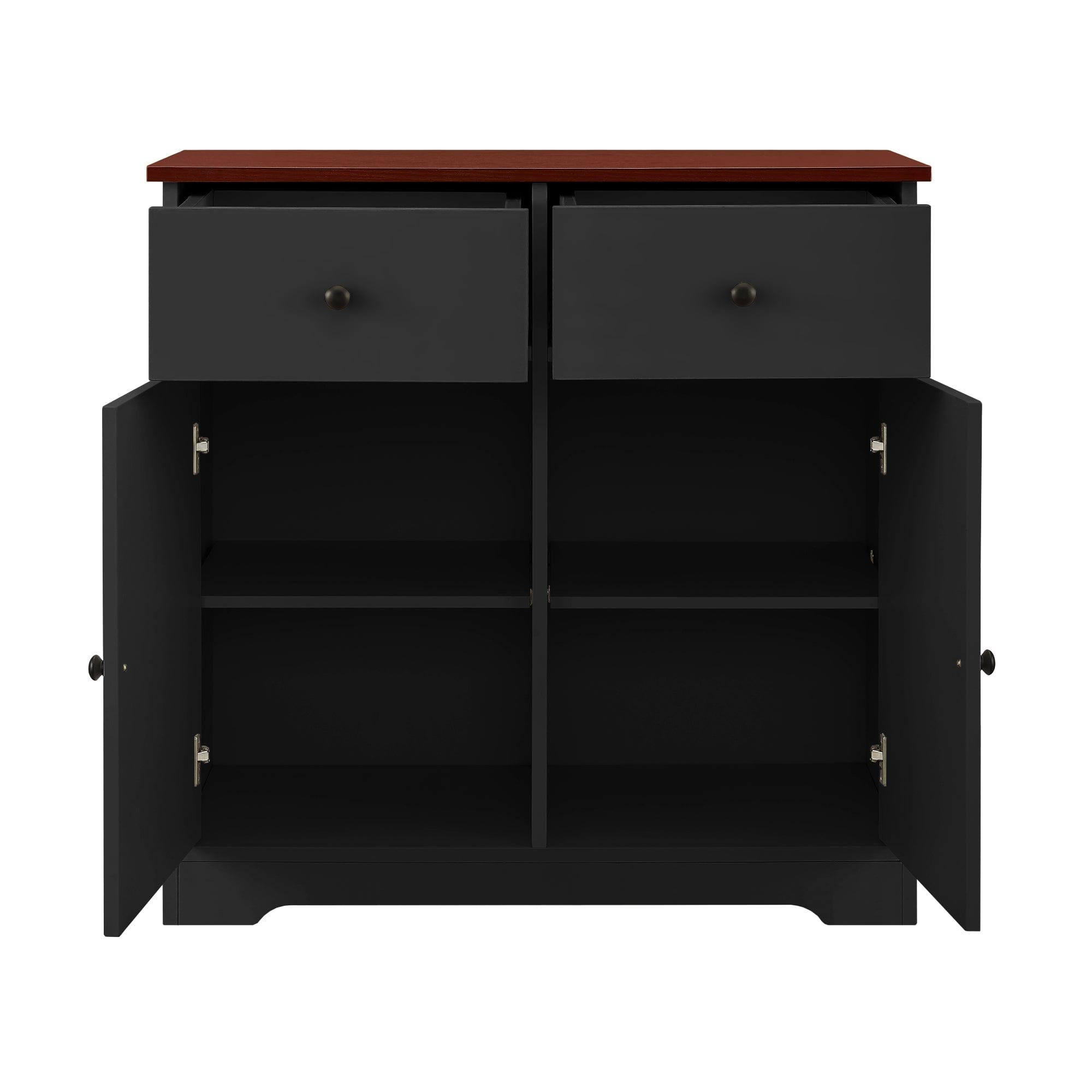 Shop Modern Sideboard Buffet Cabinet with Storage Cabinets, Drawers and Shelves for Living Room, Kitchen, Black Mademoiselle Home Decor