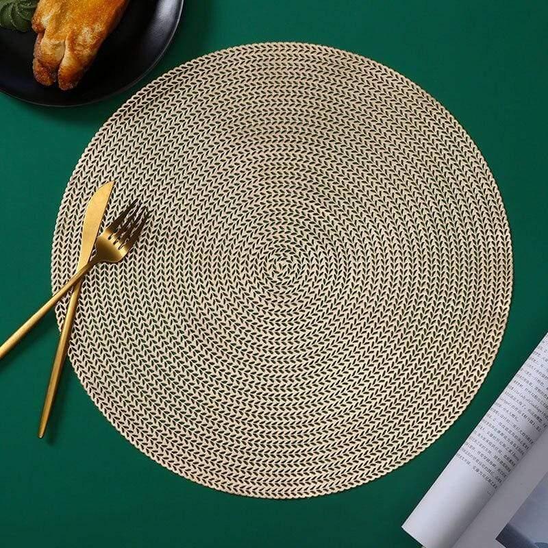 Shop 0 6/4pcs set Leaf Placemats Restaurant Round PVC Hollow Meal Pads Anti-hot Dining Table Wheat Ears Mats Set Weave Pattern Tablemat Mademoiselle Home Decor