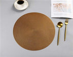Shop 0 Copper / 6 pieces / Diameter 38cm 6/4pcs set Leaf Placemats Restaurant Round PVC Hollow Meal Pads Anti-hot Dining Table Wheat Ears Mats Set Weave Pattern Tablemat Mademoiselle Home Decor