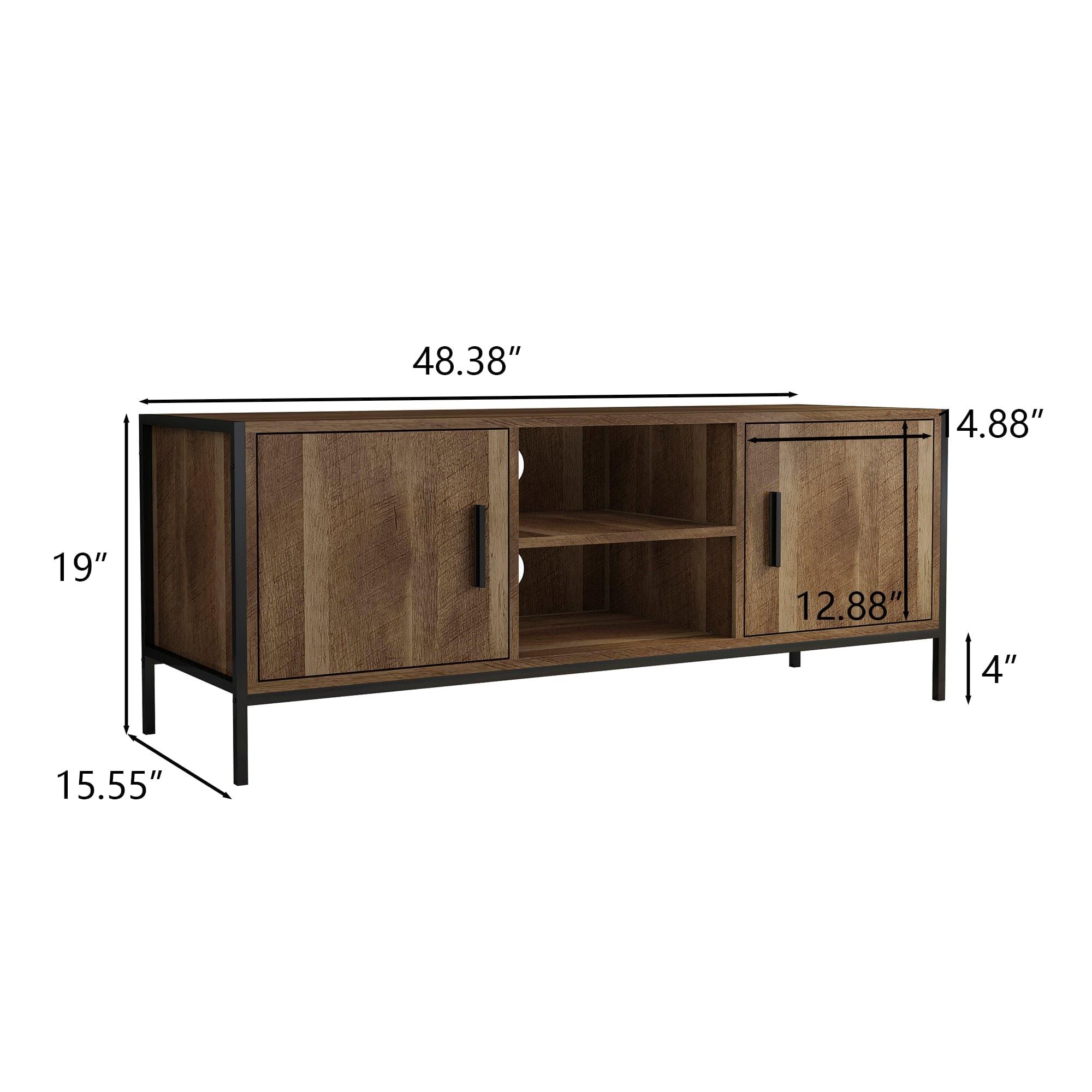 Shop Modern Design TV stand，Easy Assembly，Minimalist Style Entertainment Center with 2 Storage Cabinets and Open Shelves, TV Console Table Media Cabinet with Storage, for Living Room Bedroom Mademoiselle Home Decor