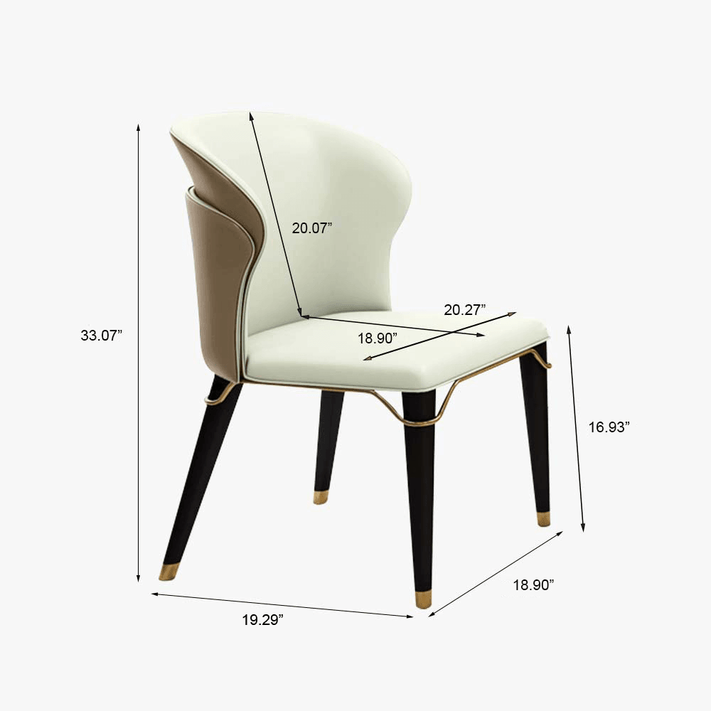 Shop Modern Dining Chair Wingback Side Chair PU Leather Upholstery, Carbon Steel Legs, Brown, Set of 2, Fully Assemble Mademoiselle Home Decor