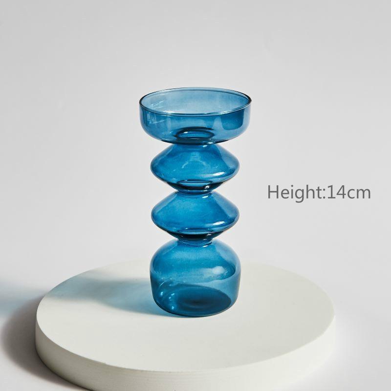 Shop 0 Ocean Blue Taper Candle Holder Glass Candlestick Holder for Christmas Decor Wedding Party and Home Dinner Decor Vase Mademoiselle Home Decor