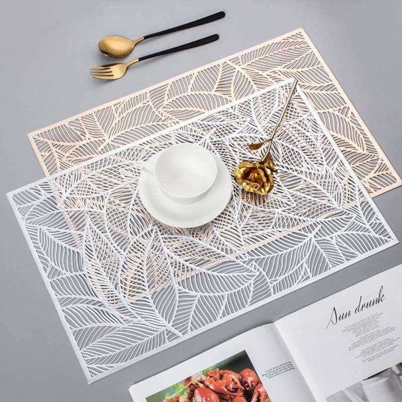 Shop 0 Rectangle Placemats Restaurant Hollow PVC decoration Meal Mat Anti-hot Dining Table Line Mat Steak Plate Pad 6/4PCS Mademoiselle Home Decor