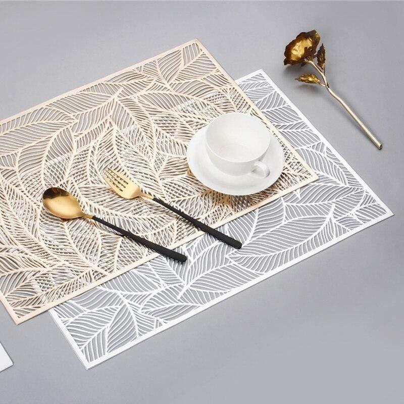 Shop 0 Rectangle Placemats Restaurant Hollow PVC decoration Meal Mat Anti-hot Dining Table Line Mat Steak Plate Pad 6/4PCS Mademoiselle Home Decor