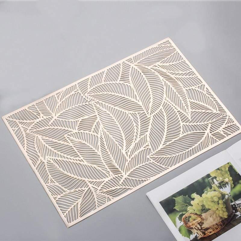 Shop 0 Golden / 4 pieces / 30x45cm Rectangle Placemats Restaurant Hollow PVC decoration Meal Mat Anti-hot Dining Table Line Mat Steak Plate Pad 6/4PCS Mademoiselle Home Decor
