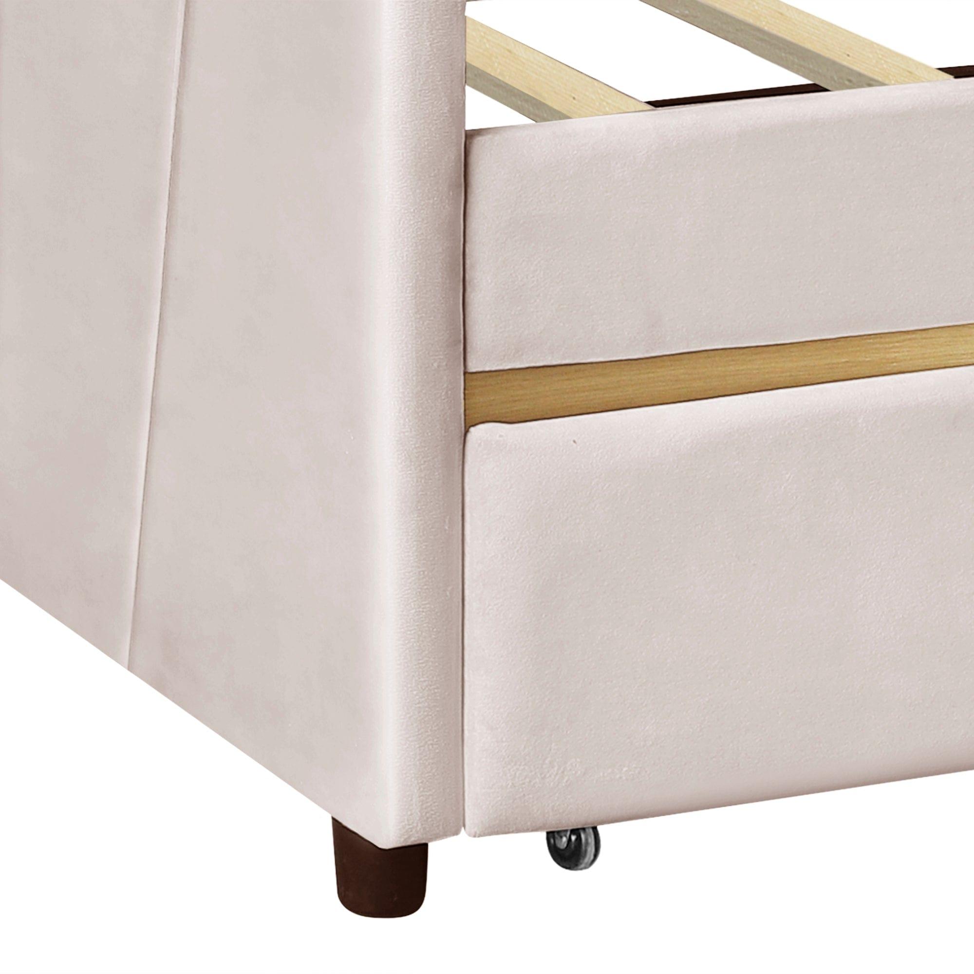 Shop Upholstered daybed Twin Size with Two Drawers and Wood Slat  ,Beige Mademoiselle Home Decor