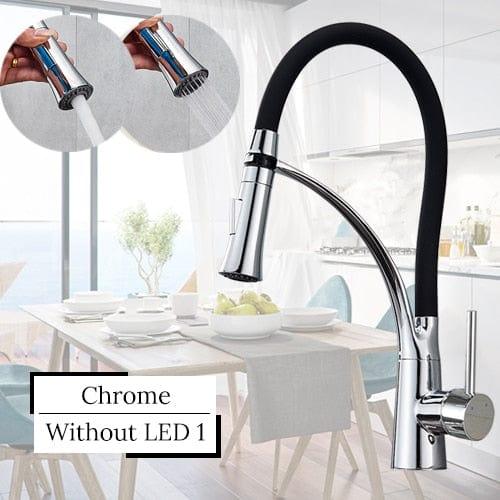 Shop 0 Chrome without LED 1 / China Black LED Kitchen Sink Faucet Swivel Pull Down Kitchen Faucet Sink Tap Mounted Deck Bathroom Mounted Hot and Cold Water Mixer Mademoiselle Home Decor