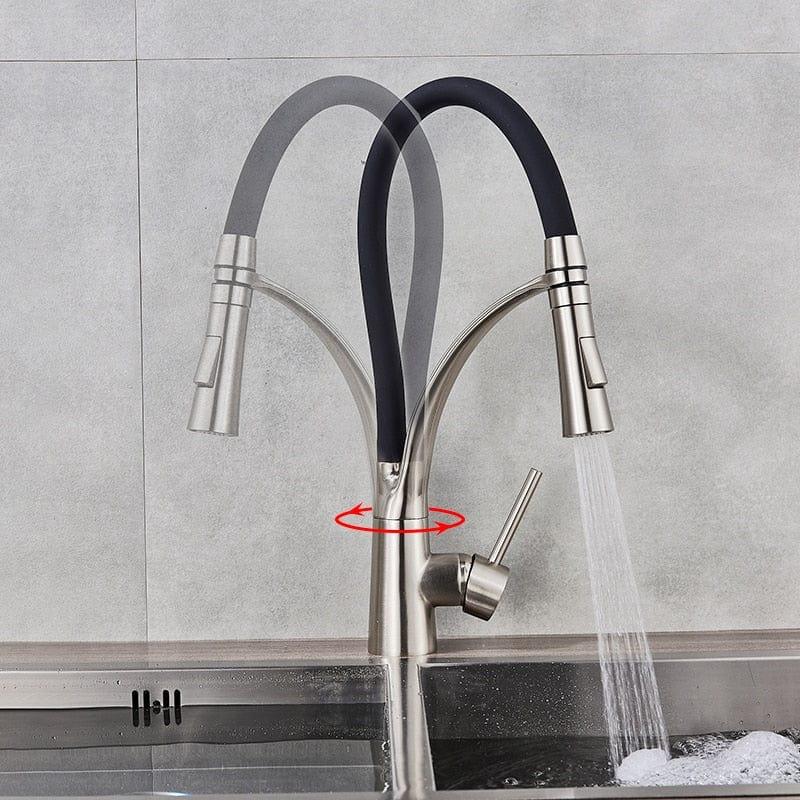 Shop 0 Black LED Kitchen Sink Faucet Swivel Pull Down Kitchen Faucet Sink Tap Mounted Deck Bathroom Mounted Hot and Cold Water Mixer Mademoiselle Home Decor
