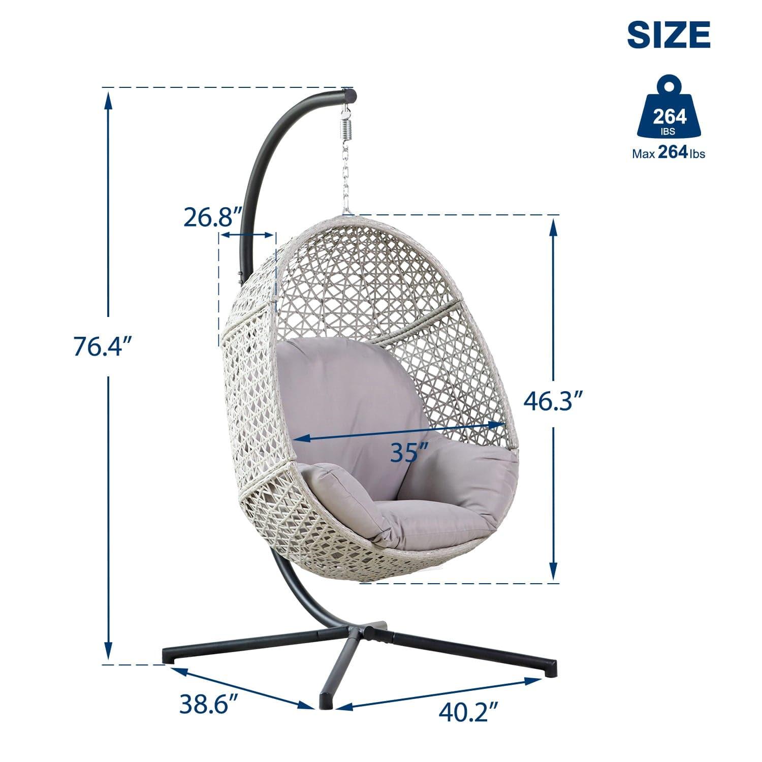 Shop Large Hanging Egg Chair with Stand & UV Resistant Cushion Hammock Chairs with C-Stand for Outdoor Mademoiselle Home Decor