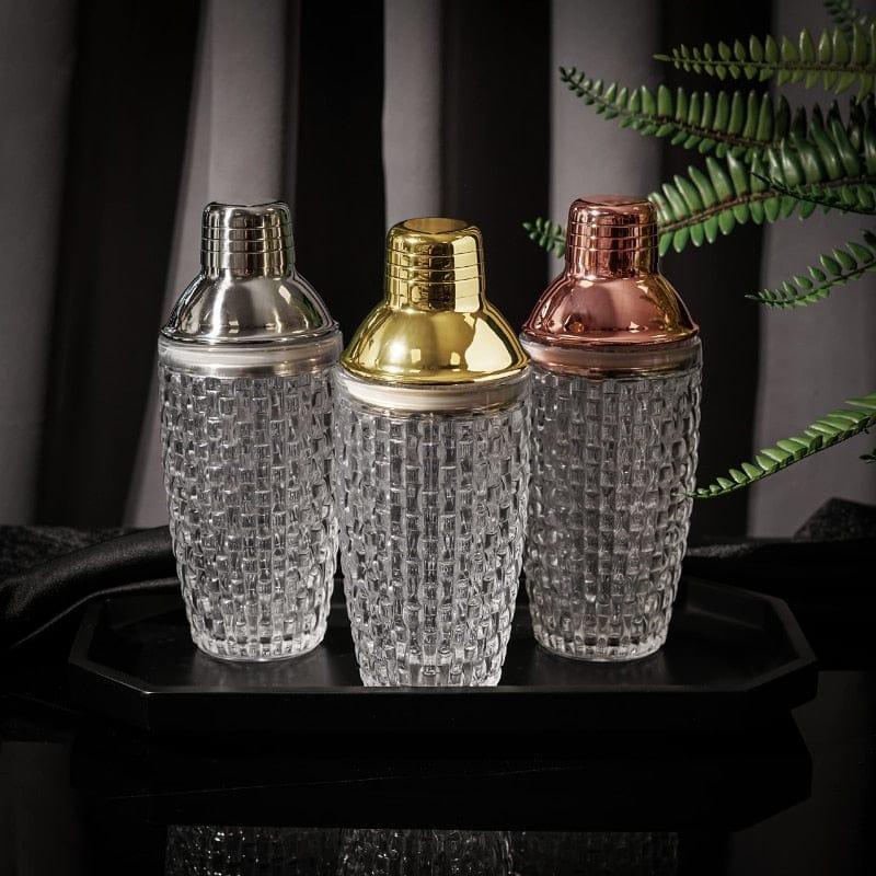 Shop 0 rose gold Glass Cocktail Shaker Kit 13Ounce Martini Mocktail Making Set with Leakproof Metallic Steel Lid&amp;Strainer for Home Use 3 colors Mademoiselle Home Decor