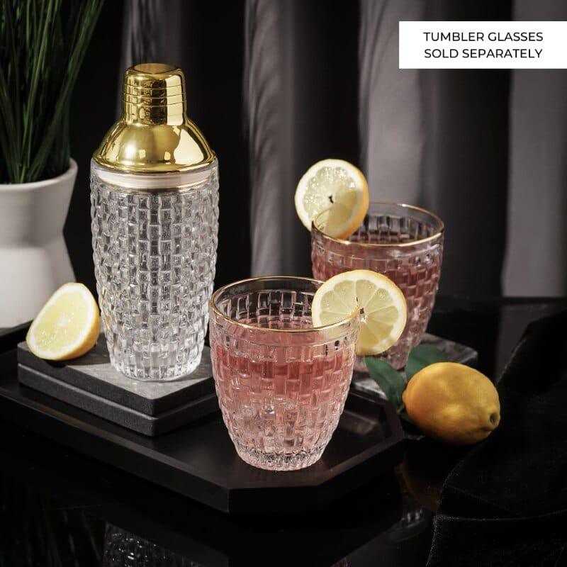 Shop 0 Glass Cocktail Shaker Kit 13Ounce Martini Mocktail Making Set with Leakproof Metallic Steel Lid&amp;Strainer for Home Use 3 colors Mademoiselle Home Decor