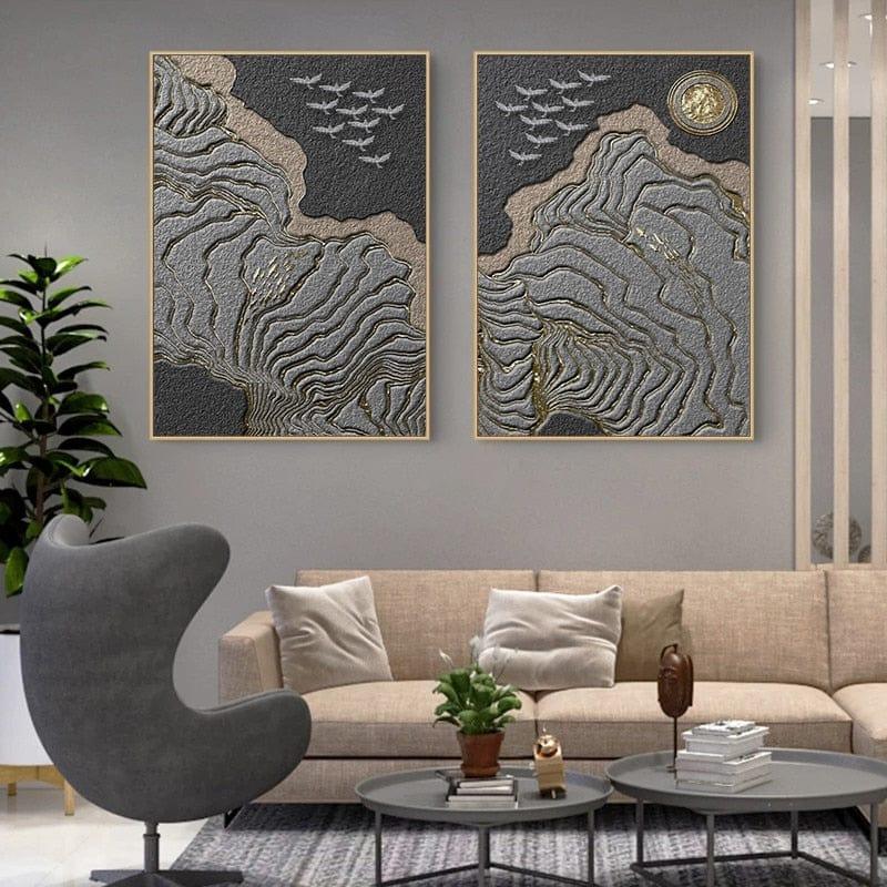 Shop 0 Landscape Poster Canvas Painting Wall Art Retro Abstract Golden Luxury Mountain Sun Print for Home Living Room Decor Picture Mademoiselle Home Decor