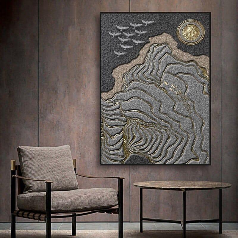 Shop 0 Landscape Poster Canvas Painting Wall Art Retro Abstract Golden Luxury Mountain Sun Print for Home Living Room Decor Picture Mademoiselle Home Decor