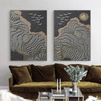 Shop 0 Landscape Poster Canvas Painting Wall Art Retro Abstract Golden Luxury Mountain Sun Print for Home Living Room Decor Picture Mademoiselle Home Decor