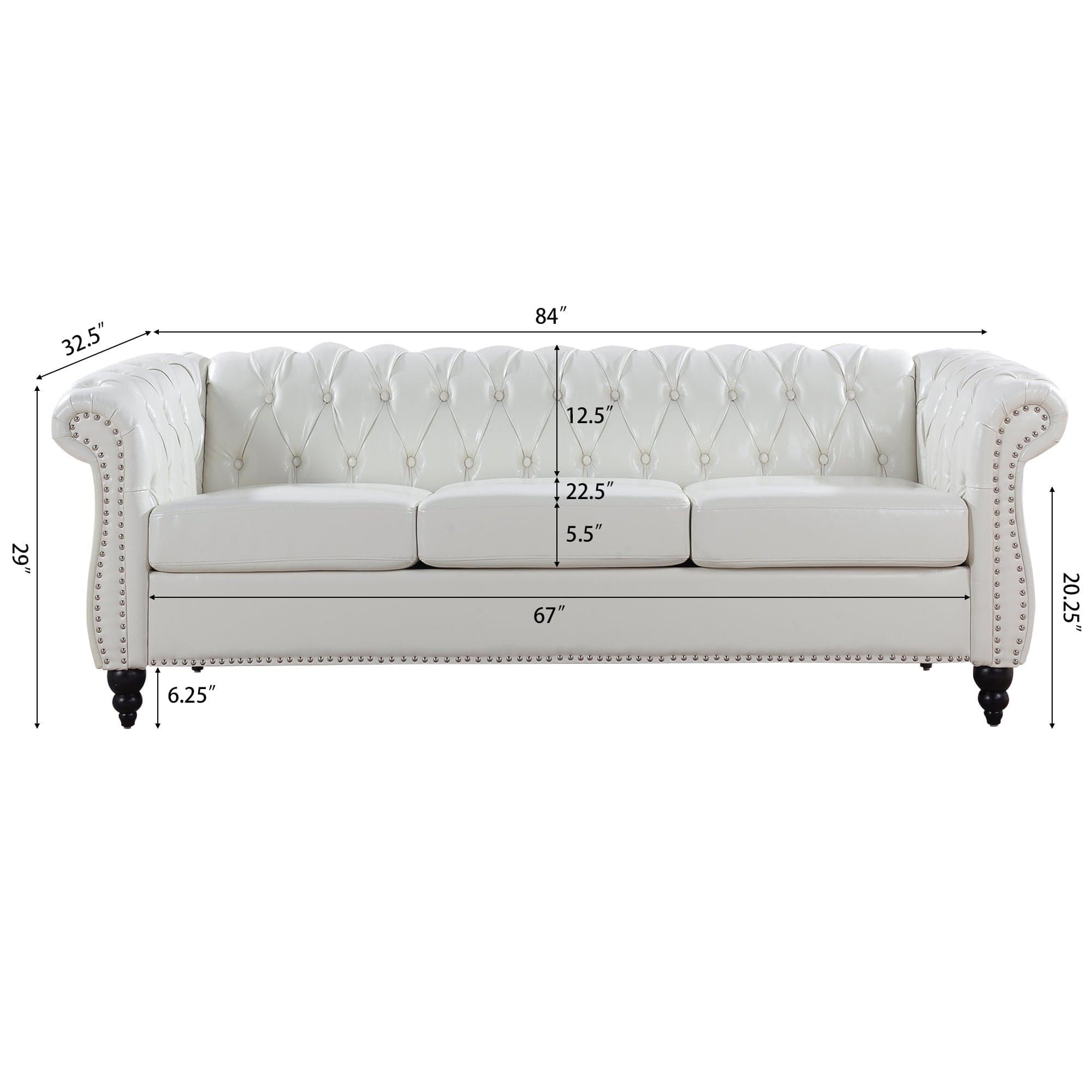 Shop 84" Rolled Arm Chesterfield 3 Seater Sofa Mademoiselle Home Decor
