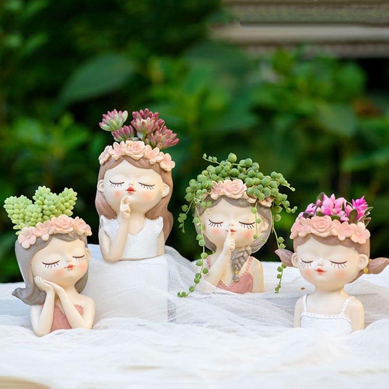 Shop 0 Cartoons Beauty Human Head Sculpture Vase Lady Small Fresh Portrait Flower Pots Home Storage Organization Decorative Accessories Mademoiselle Home Decor