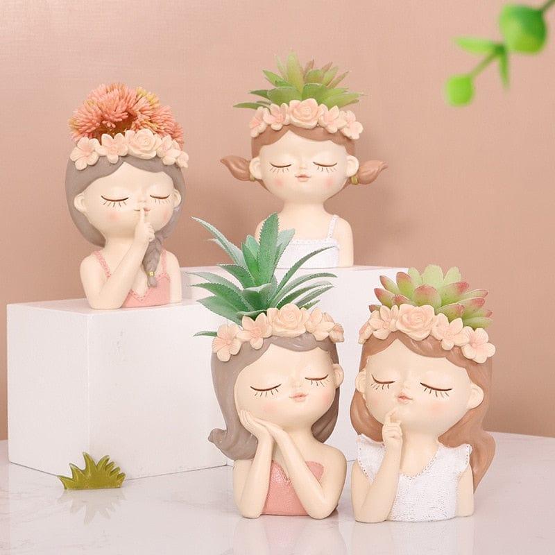 Shop 0 Cartoons Beauty Human Head Sculpture Vase Lady Small Fresh Portrait Flower Pots Home Storage Organization Decorative Accessories Mademoiselle Home Decor