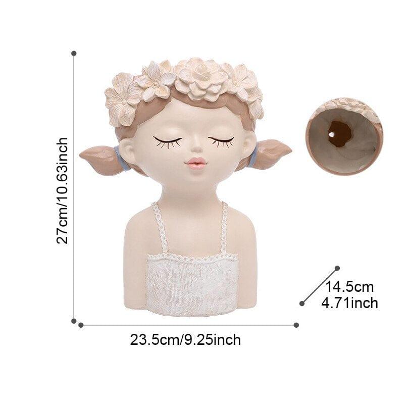 Shop 0 China / Flower pot 2 Cartoons Beauty Human Head Sculpture Vase Lady Small Fresh Portrait Flower Pots Home Storage Organization Decorative Accessories Mademoiselle Home Decor