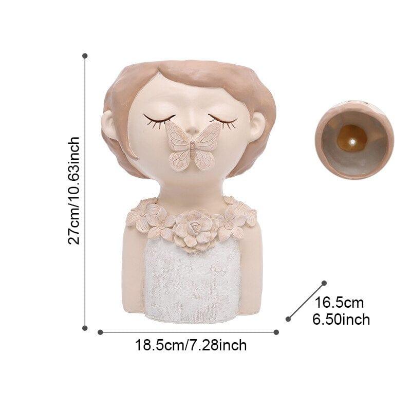 Shop 0 China / Flower pot 3 Cartoons Beauty Human Head Sculpture Vase Lady Small Fresh Portrait Flower Pots Home Storage Organization Decorative Accessories Mademoiselle Home Decor