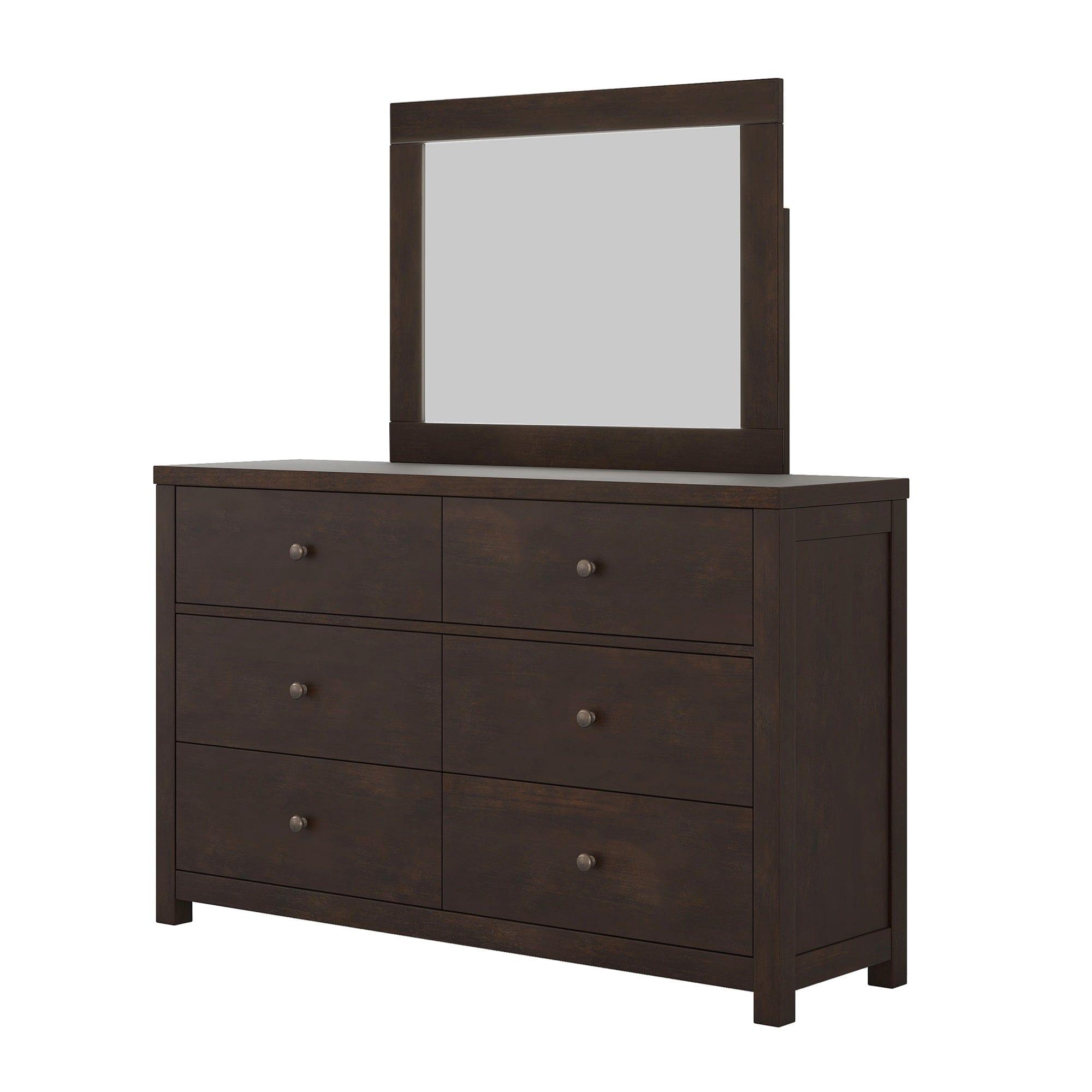 Shop Classic Rich Brown 6 Pieces King Bedroom Set ( King Bed + Nightstand*2+ Dresser + Chest + Mirror) Mademoiselle Home Decor