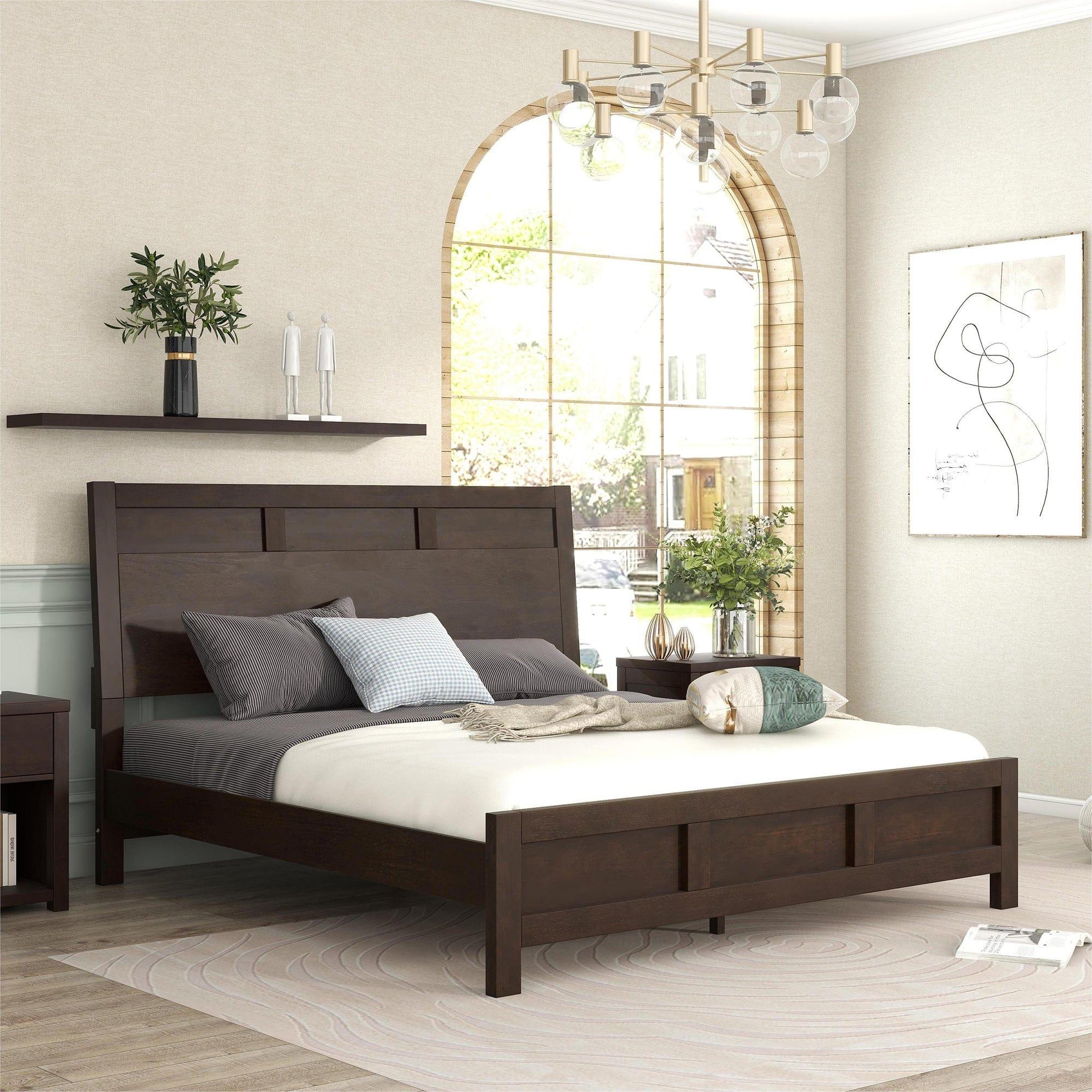 Shop Classic Rich Brown 6 Pieces King Bedroom Set ( King Bed + Nightstand*2+ Dresser + Chest + Mirror) Mademoiselle Home Decor