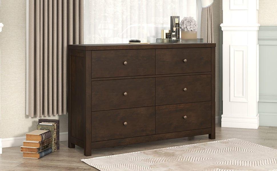 Shop Classic Rich Brown 6 Pieces King Bedroom Set ( King Bed + Nightstand*2+ Dresser + Chest + Mirror) Mademoiselle Home Decor