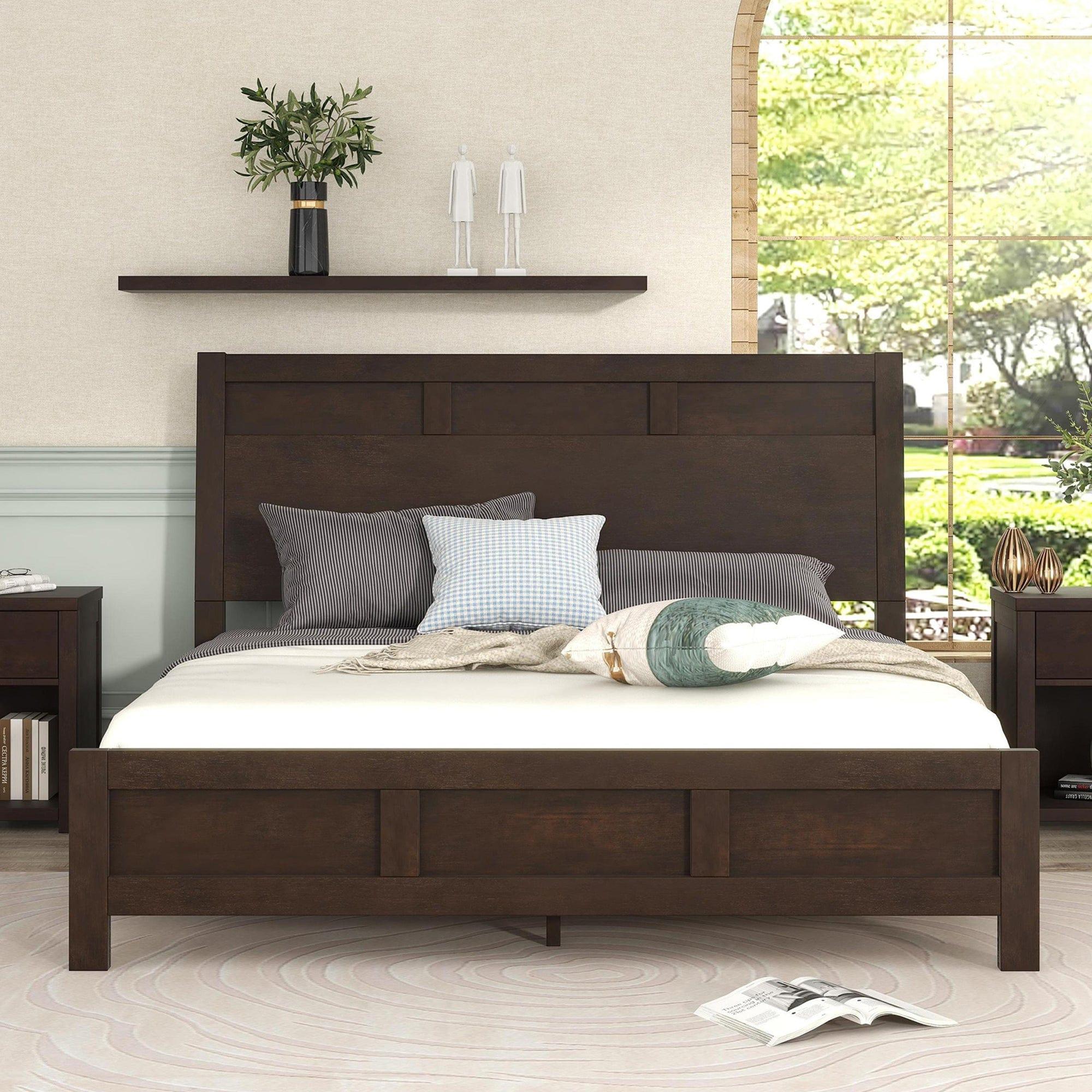 Shop Classic Rich Brown 6 Pieces King Bedroom Set ( King Bed + Nightstand*2+ Dresser + Chest + Mirror) Mademoiselle Home Decor
