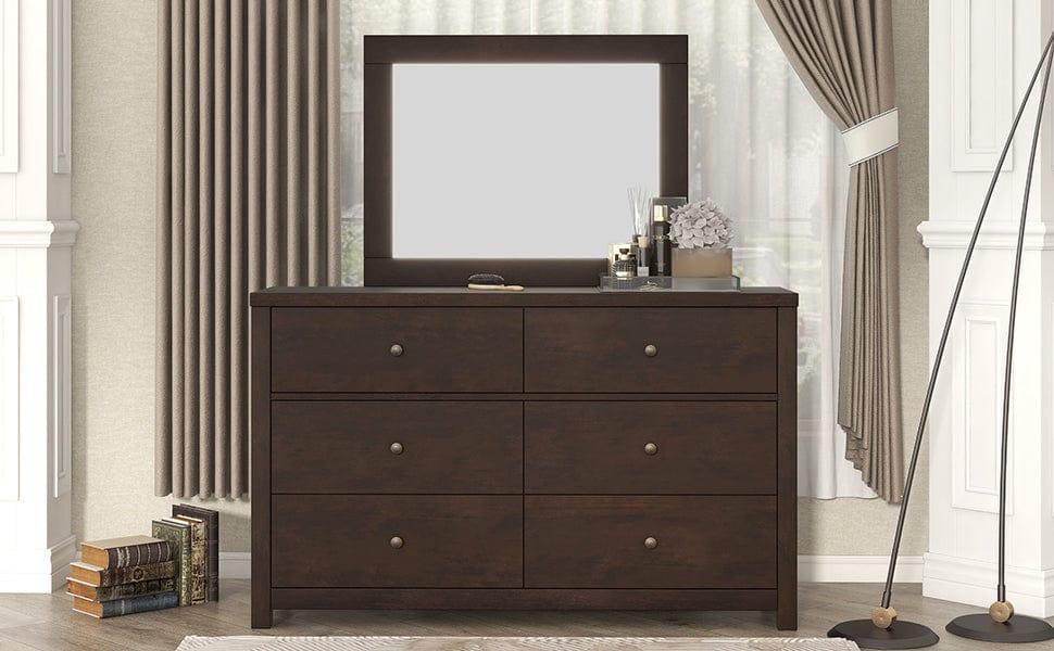 Shop Classic Rich Brown 6 Pieces King Bedroom Set ( King Bed + Nightstand*2+ Dresser + Chest + Mirror) Mademoiselle Home Decor