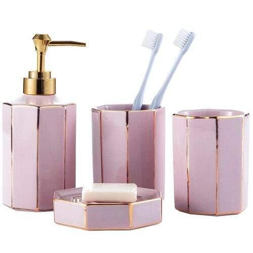 Shop 0 Pink Set (4pcs) Portofino Bathroom Accessories Set Mademoiselle Home Decor