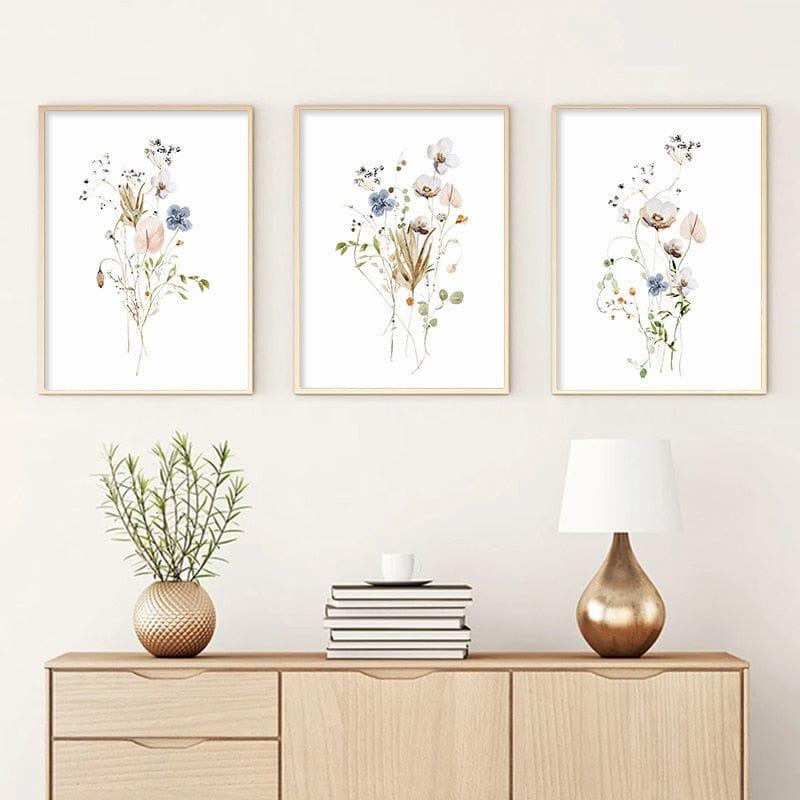 Shop 0 Watercolor Mix Flowers Leaves Botanical Posters Canvas Prints Painting Wall Art Picture for Living Room Interior Home Decoration Mademoiselle Home Decor