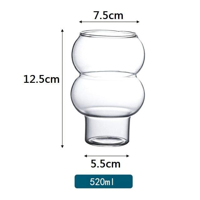 Shop 0 L / 1PCS 300/520ml  Coffee Mug Household Transparent Whiskey Wine Yogurt Dessert Glass Cup Home Bar Drinkware Gourd Shape Cocktail Glass Mademoiselle Home Decor