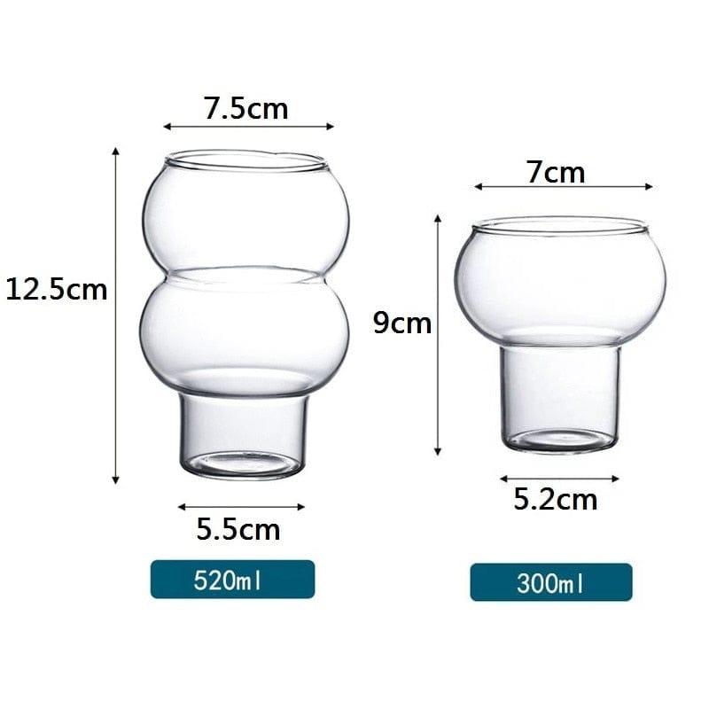 Shop 0 300/520ml  Coffee Mug Household Transparent Whiskey Wine Yogurt Dessert Glass Cup Home Bar Drinkware Gourd Shape Cocktail Glass Mademoiselle Home Decor