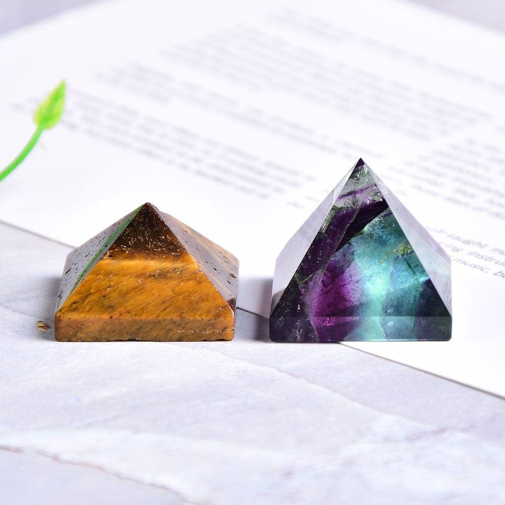 Shop 0 Natural Fluorite Crystal Pyramid Quartz Healing Stone Chakra Reiki Crystal Tiger Eye Point Home Decor Crafts Of Gem Stone 1PC Mademoiselle Home Decor