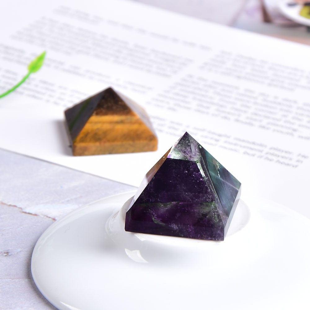 Shop 0 Natural Fluorite Crystal Pyramid Quartz Healing Stone Chakra Reiki Crystal Tiger Eye Point Home Decor Crafts Of Gem Stone 1PC Mademoiselle Home Decor