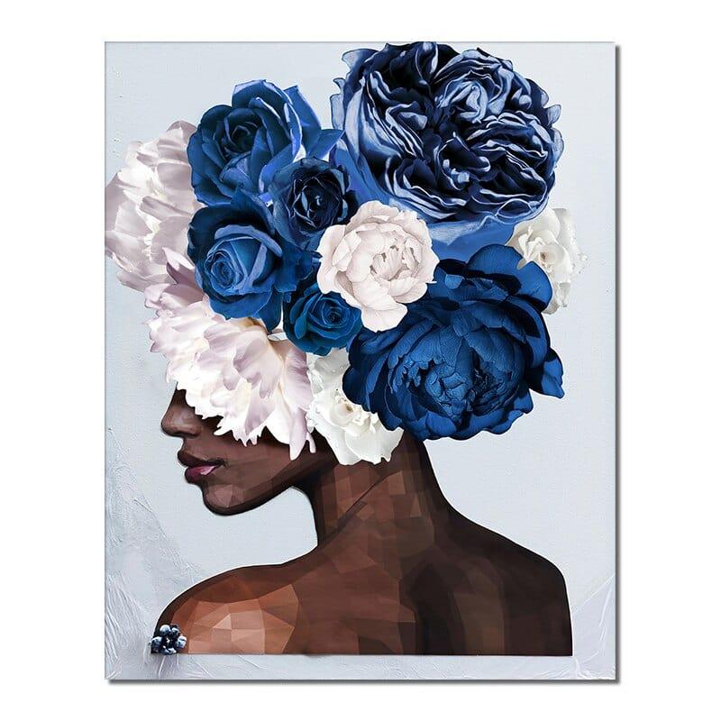 Shop 0 20X30cm no frame / SY 82577 Nordic Style Woman Head With Flowers Canvas Painting Modern Posters And Prints Wall Art Picture For Living Room Home Decor Mademoiselle Home Decor