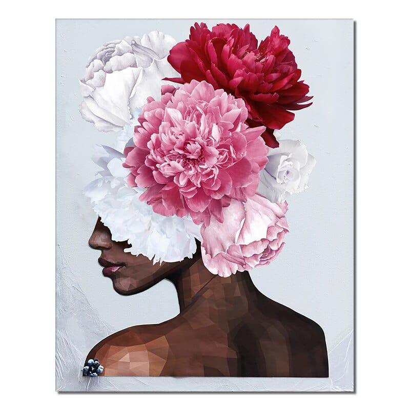 Shop 0 20X30cm no frame / SY 82578 Nordic Style Woman Head With Flowers Canvas Painting Modern Posters And Prints Wall Art Picture For Living Room Home Decor Mademoiselle Home Decor