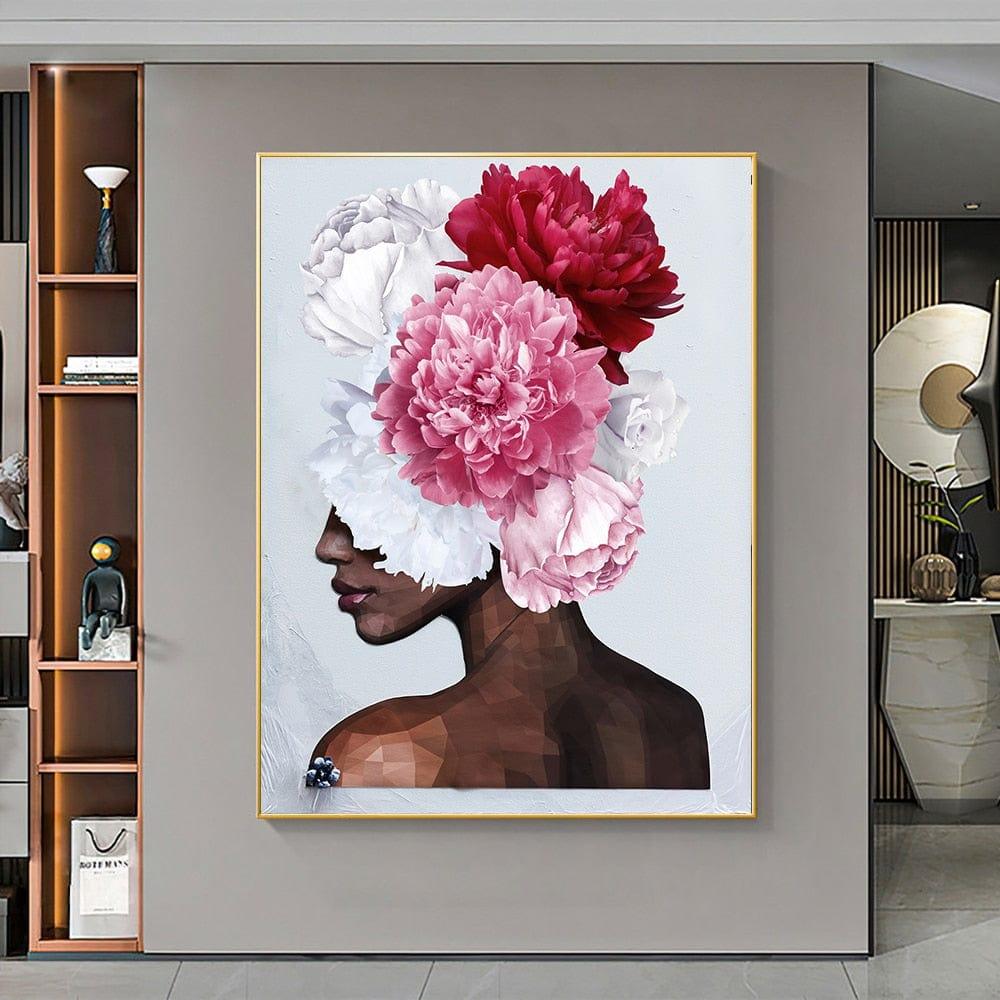 Shop 0 Nordic Style Woman Head With Flowers Canvas Painting Modern Posters And Prints Wall Art Picture For Living Room Home Decor Mademoiselle Home Decor