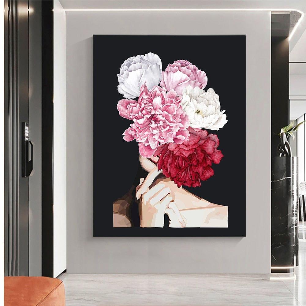 Shop 0 Nordic Style Woman Head With Flowers Canvas Painting Modern Posters And Prints Wall Art Picture For Living Room Home Decor Mademoiselle Home Decor