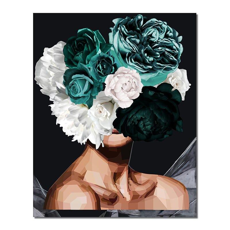 Shop 0 20X30cm no frame / SY 82569 Nordic Style Woman Head With Flowers Canvas Painting Modern Posters And Prints Wall Art Picture For Living Room Home Decor Mademoiselle Home Decor