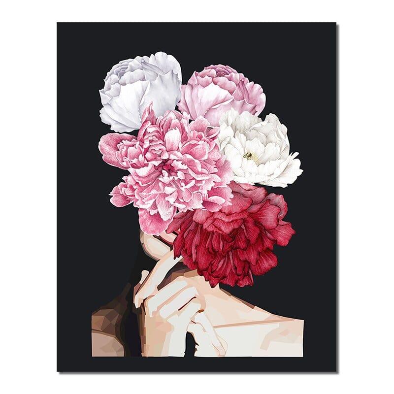Shop 0 20X30cm no frame / SY 82571 Nordic Style Woman Head With Flowers Canvas Painting Modern Posters And Prints Wall Art Picture For Living Room Home Decor Mademoiselle Home Decor