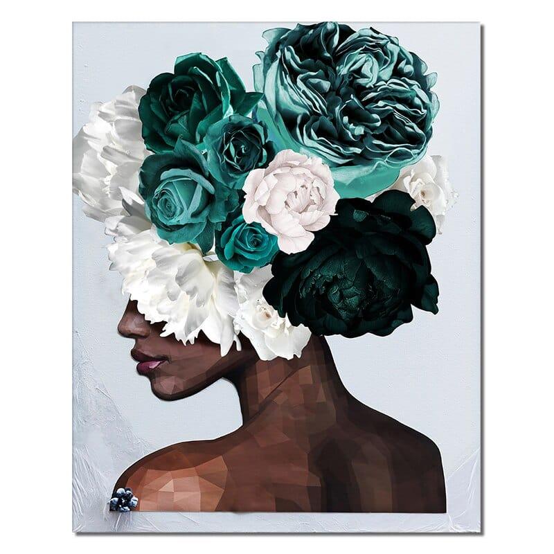 Shop 0 20X30cm no frame / SY 82576 Nordic Style Woman Head With Flowers Canvas Painting Modern Posters And Prints Wall Art Picture For Living Room Home Decor Mademoiselle Home Decor