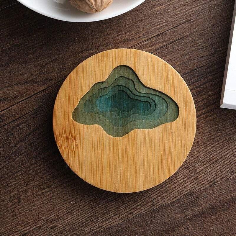 Shop 0 China / 05 / as show|Round Bamboo Multiple Styles Coasters Bowl Pad Insulation Placemats Table Padding Creative Resin Pattern Non-slip Coffee Tea Cup Mats Mademoiselle Home Decor