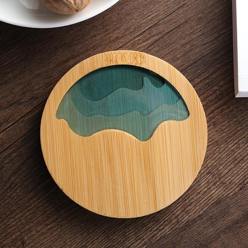 Shop 0 China / 01 / as show|Round Bamboo Multiple Styles Coasters Bowl Pad Insulation Placemats Table Padding Creative Resin Pattern Non-slip Coffee Tea Cup Mats Mademoiselle Home Decor