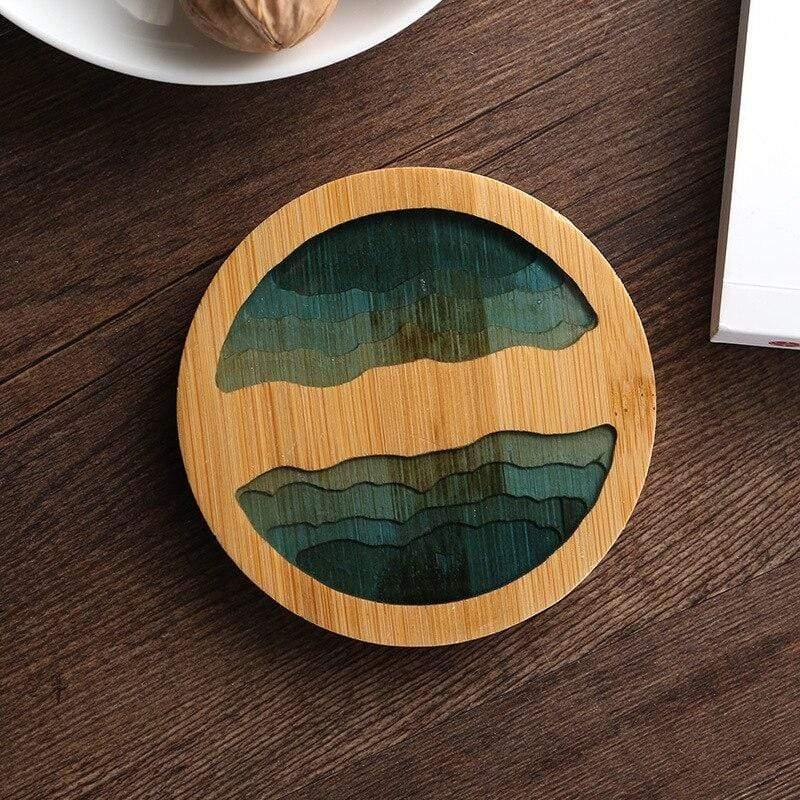 Shop 0 China / 04 / as show|Round Bamboo Multiple Styles Coasters Bowl Pad Insulation Placemats Table Padding Creative Resin Pattern Non-slip Coffee Tea Cup Mats Mademoiselle Home Decor