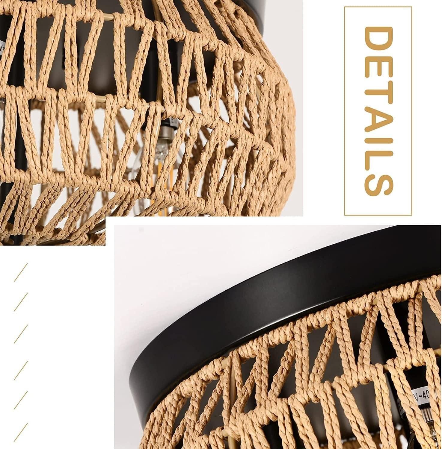 Shop 3-Lights Rattan Flush Mount  Light Mademoiselle Home Decor